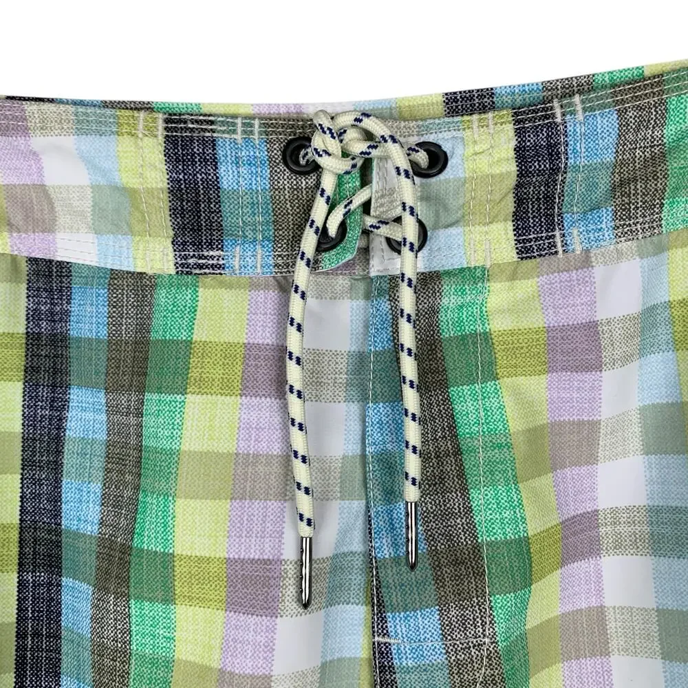 Tommy Bahama Relax Board Shorts Swim Beach Green Check Men's 36